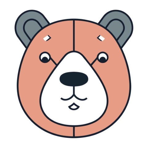 cute bear head cartoon vector illustration graphic design vector