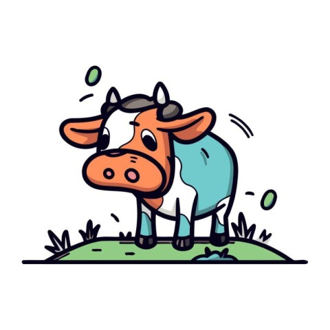 Cute cartoon cow. Farm animal. Hand drawn vector illustration.