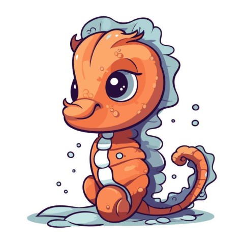 Cartoon seahorse. Vector illustration of a sea animal.