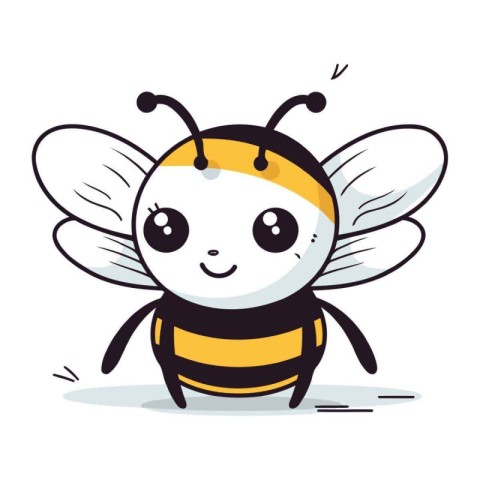 Cute cartoon bee. Vector illustration. Isolated on white backgro