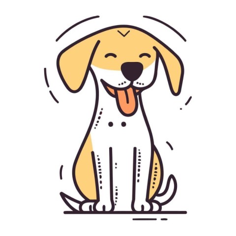 Cute dog vector line illustration. Cute puppy in linear style.