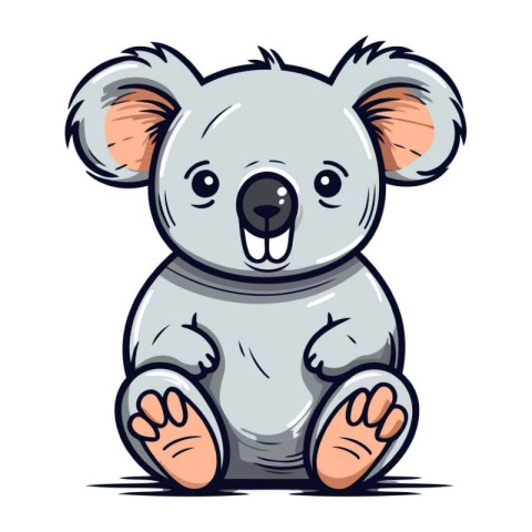 Cute cartoon koala on a white background. Vector illustration.