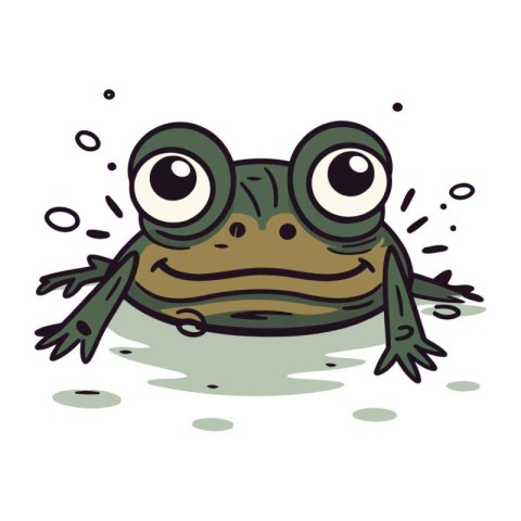 Frog with big eyes. Vector illustration isolated on white backgr