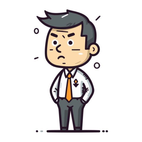 Businessman feeling angry and furious. Vector illustration in ca