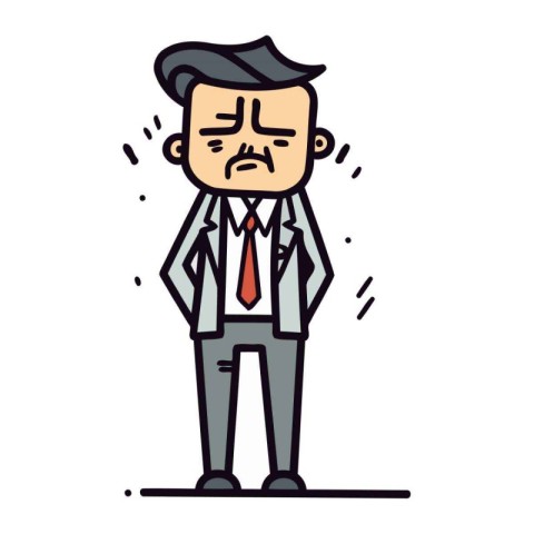 Businessman feeling sad. Vector illustration in flat cartoon sty