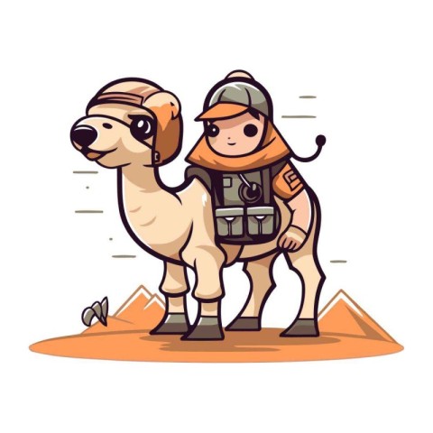 Camel safari vector illustration. Cute cartoon animal in safari