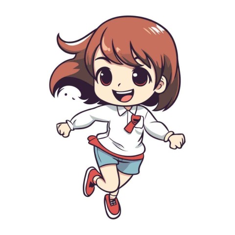 girl_jogging. vector illustration isolated on a white background