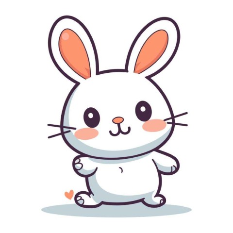 Cute cartoon rabbit. Vector illustration isolated on a white bac