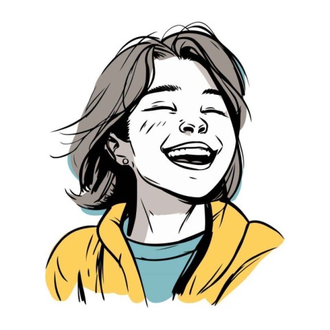 Vector illustration of a beautiful smiling young woman in yellow