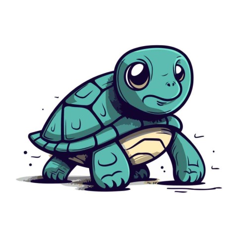 Cute cartoon turtle. Vector illustration isolated on a white bac