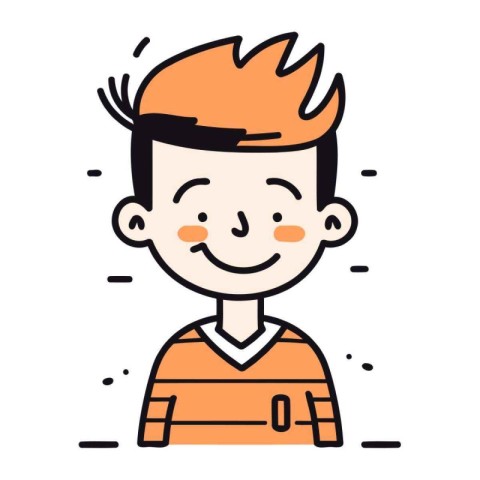 Cute cartoon smiling boy. Vector illustration in a linear style.