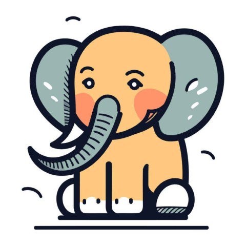 Cute cartoon elephant. Vector illustration. isolated on white ba