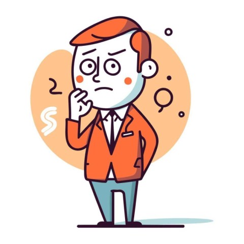 Character illustration design. Businessman thinking. cartoon sty