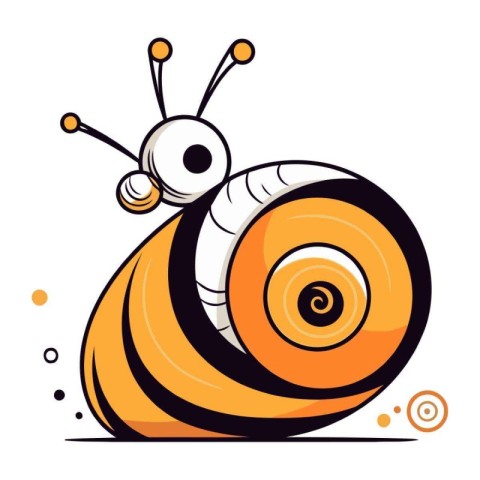 Cute cartoon snail on a white background. Vector illustration. I