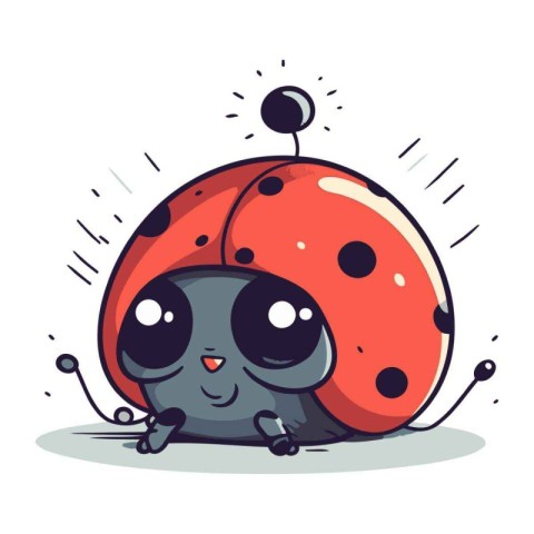 Vector illustration of cute cartoon little ladybug. Isolated on