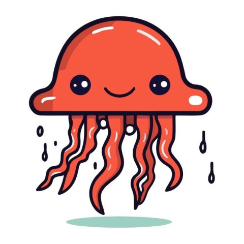 Cute cartoon jellyfish. Vector illustration in a flat style.