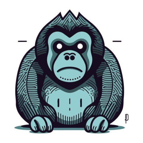 Gorilla vector illustration. Hand drawn style. Vector illustrati