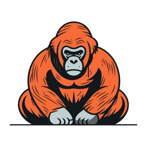 Gorilla. Vector illustration on white background. Isolated.