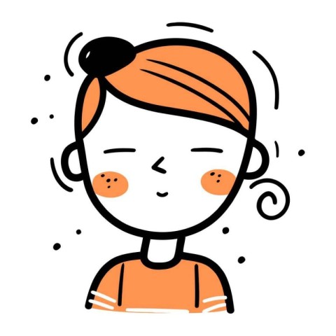 Vector illustration of a cute little girl with freckles on her f