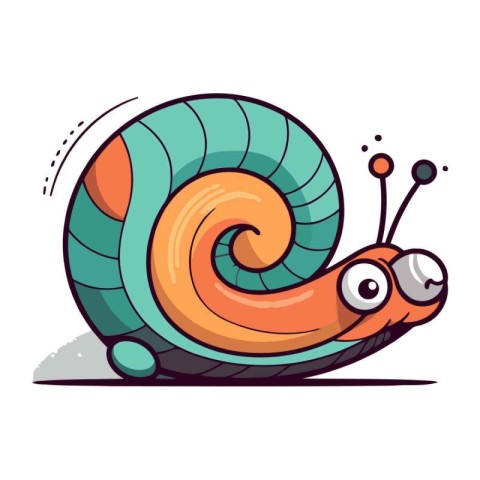 Cute cartoon snail. Vector illustration isolated on a white back