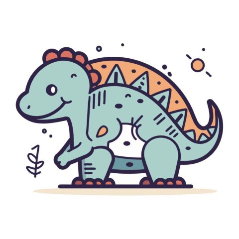 Cute cartoon dinosaur. Vector illustration in doodle style.