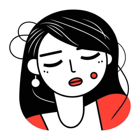 Vector illustration of a girl who has a sore throat. The girl is