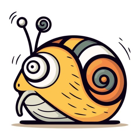 Cartoon funny snail. Vector illustration. Isolated on white back