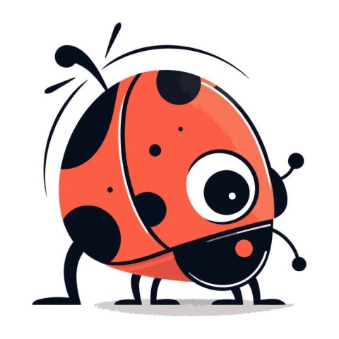 Ladybug cartoon character. Cute vector illustration. Isolated on