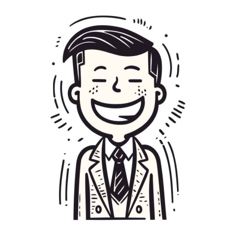 Vector illustration of a happy businessman with a smile on his f