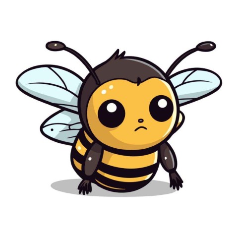 Cute cartoon bee isolated on a white background. Vector illustra