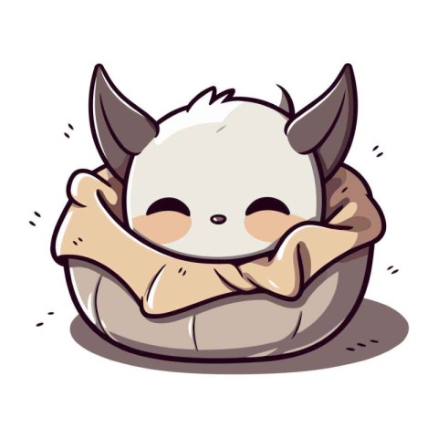 Cute little baby fox sleeping in the nest. Vector illustration.