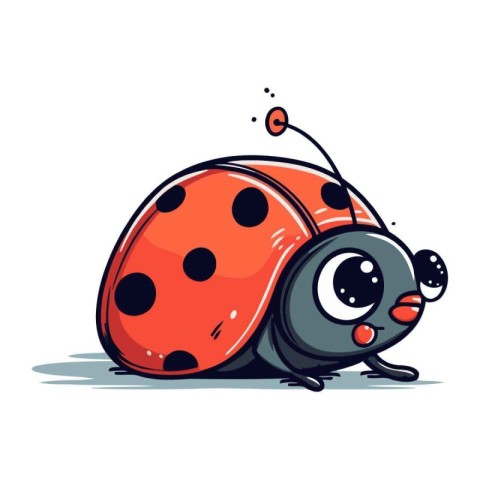 Cute cartoon ladybug isolated on white background. Vector illust