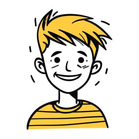 Smiling boy with yellow hair. Vector illustration in cartoon sty