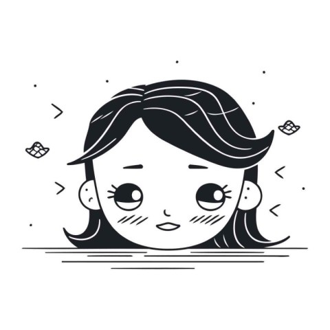 cute little girl face cartoon vector illustration graphic design