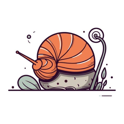 Vector illustration of snail in cartoon style. Isolated on white