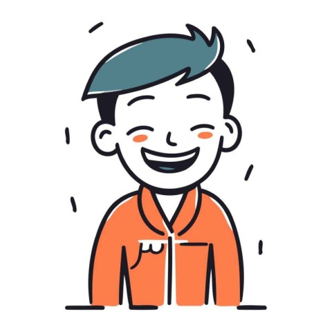 Smiling boy in casual clothes. Vector illustration in linear sty