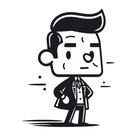 Vector illustration of a man with a sad face in a suit.