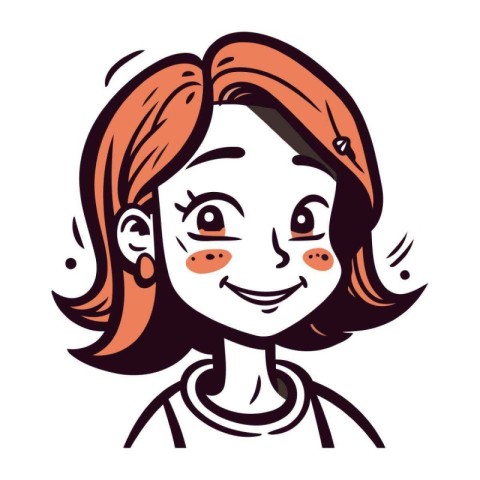 Vector illustration of a smiling girl with red hair. Cartoon sty