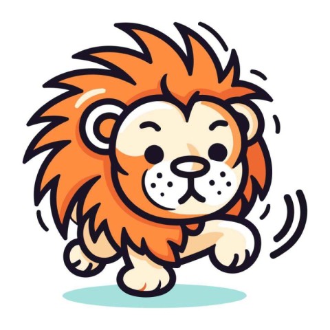 Cute cartoon lion. Vector illustration isolated on a white backg