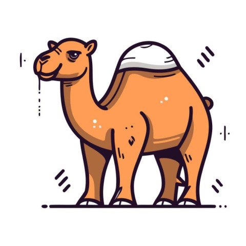 Camel vector illustration. Cute camel cartoon character in flat