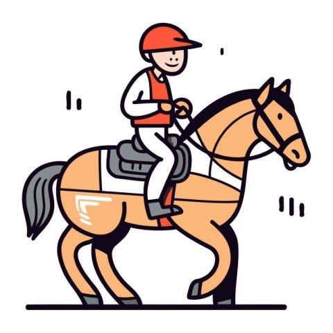 Horse racing. jockey riding on horse. Vector illustration.