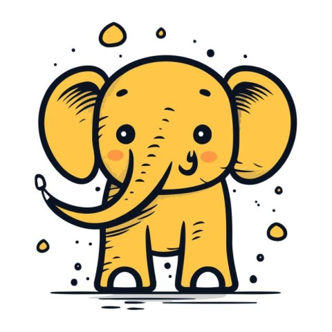 Cute cartoon elephant. Vector illustration isolated on a white b