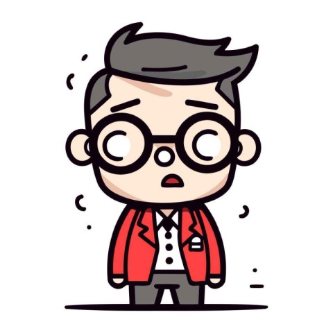 Angry Cartoon Man Wearing Glasses   Retro Vector Illustration