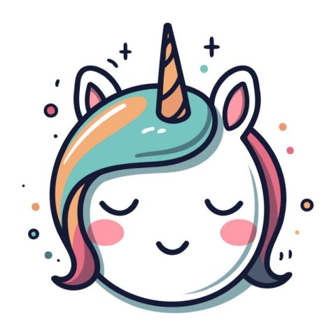 Cute unicorn head. Vector illustration in cartoon style. Isolate