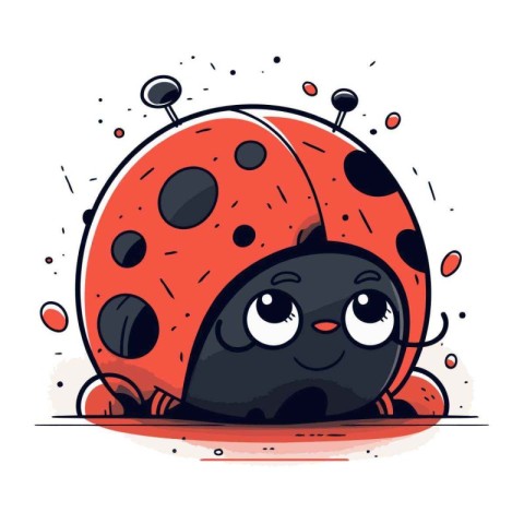 Cute cartoon ladybug isolated on white background. Vector illust