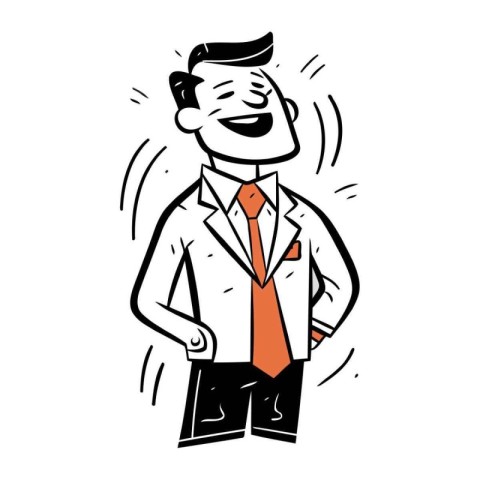 Vector illustration of a man in a business suit with a headache.