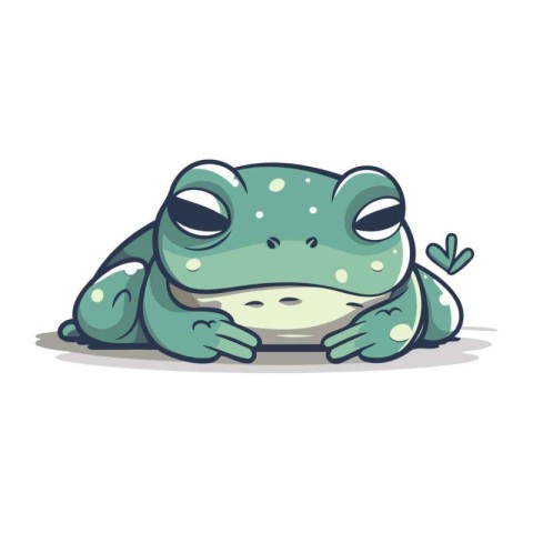 Cute cartoon frog isolated on white background. Vector illustrat