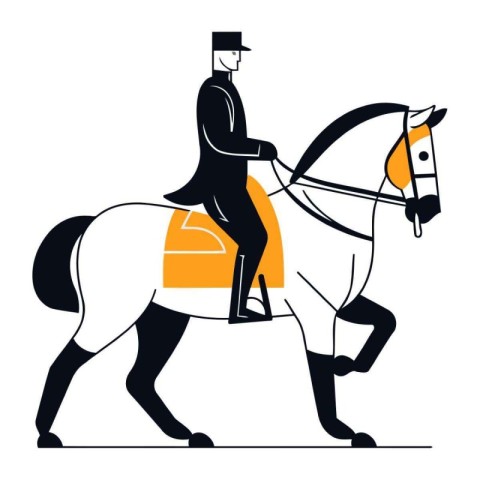 Horseman riding on a horse. Flat style vector illustration.