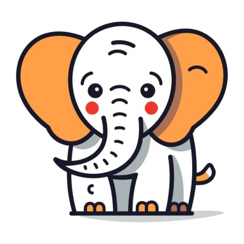 Cute elephant cartoon character. Vector illustration in flat des