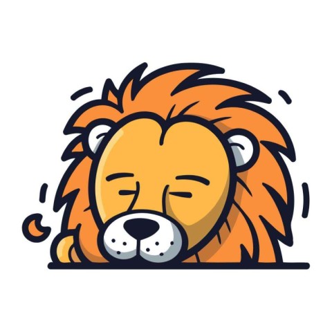 Lion sleep icon. Cute cartoon character. Vector illustration.